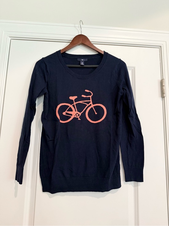 GAP Sweaters - GAP Navy Crewneck Sweater with Coral Bike Graphic